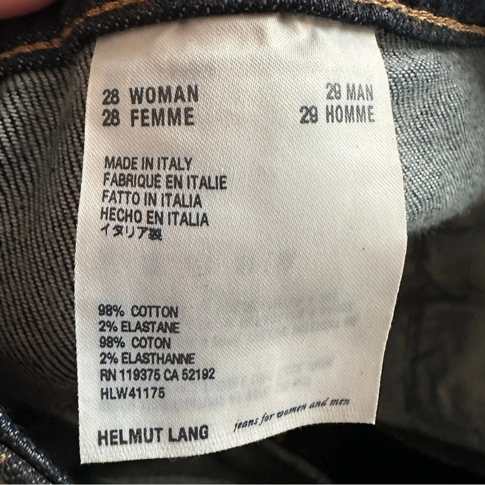 Jeans Helmut Lang lavagem escura tamanho 28 longo clássico lavagem grampo perna fina cintura alta - Imagem 4 de 4