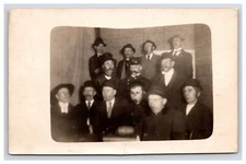 Postcard: RPPC 13 Men, All With Hats, All Looking Dressed Up - Unposted