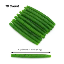 Lot 10 Green Sinking Stick Baits Senko Worms Salt Impregnated Bass Lures