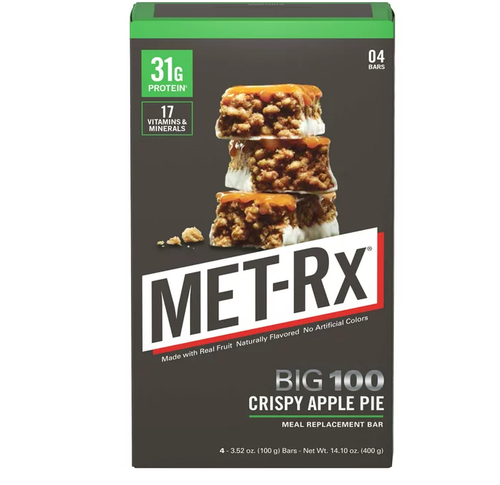 3 Pack MET-Rx Big 100 Protein Bars, Crispy Apple Pie Meal Replacement Bars, 4 Ct - Picture 3 of 7