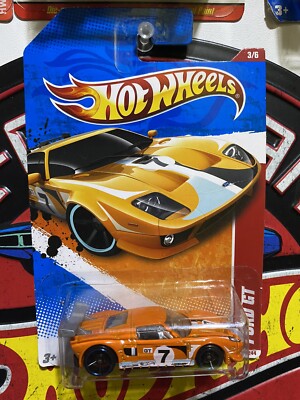 2011 Hot Wheels #219 Thrill Racers-Raceway 3/6 FORD GT Orange w/Black OH5 Spokes