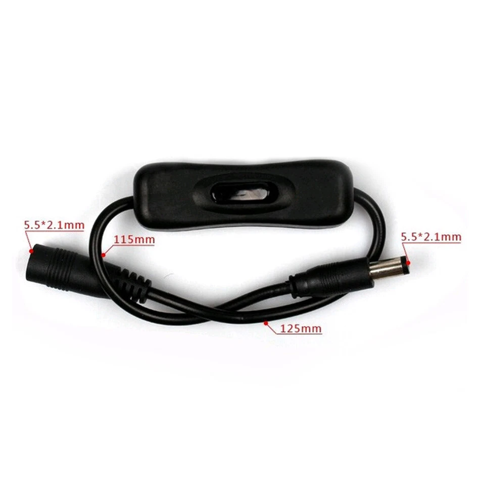 LED Light Strip In-line On Off Switch With Male Female 2.1mm 5.5mm Connector 12V - Image 2 of 4