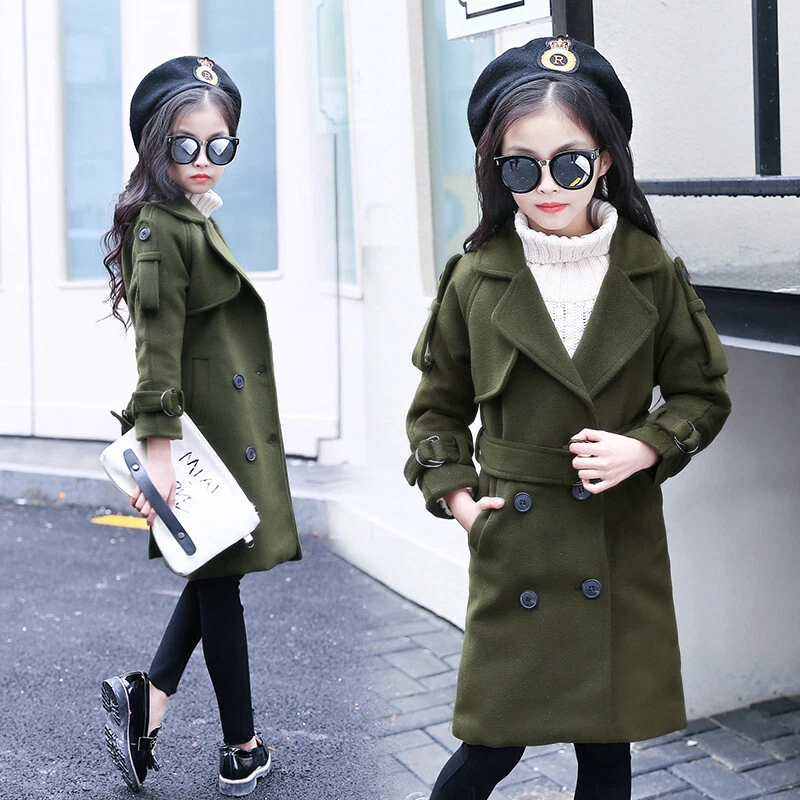 Girls coat with belt cheap