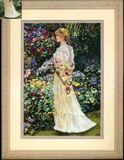 KREUZSTICHMUSTER FRAU IM GARTEN IN HER GARDEN DMC CROSS STITCH PATTERN