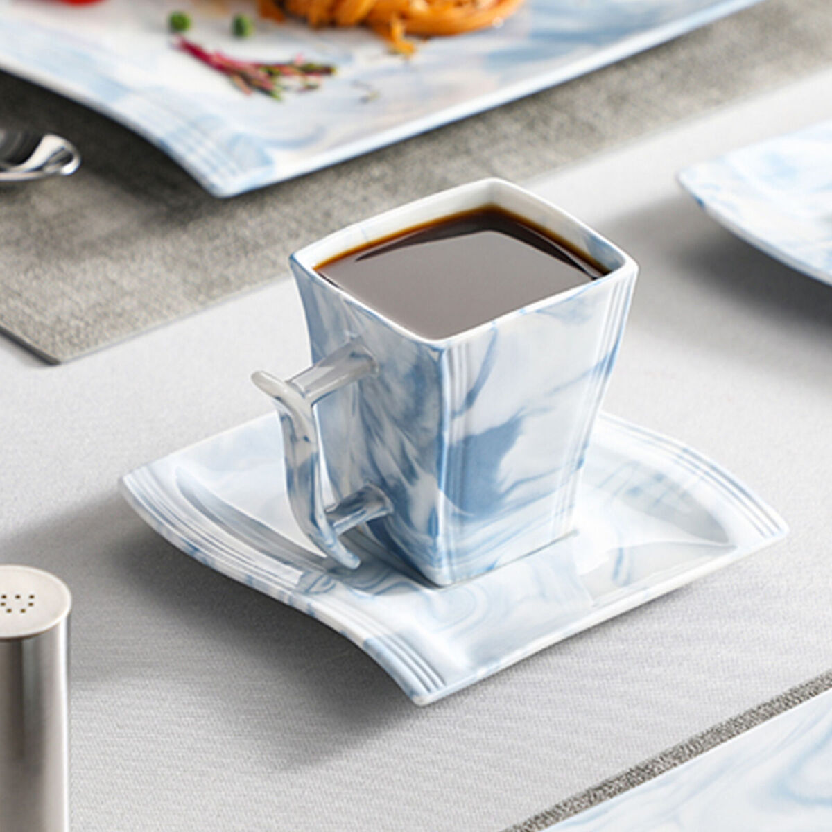 MALACASA Dinnerware Sets for 6, 30 Piece Blue Square