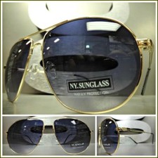 Men Women Classic Vintage Retro Style SUN GLASSES Gold Metal Frame Gradient Lens