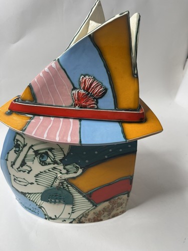 Juozas and Rasa Saldaitis Lithuanian Woman's Head Art Pottery Vase 14.5" Tall - Picture 5 of 21
