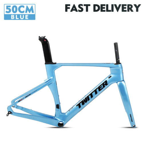 700C Carbon Disc Brake Road Bike Frame Road Racing Bicycle Frame Blue 50cm - Picture 1 of 8