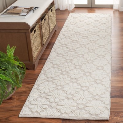 Vermont Collection Runner Rug - 2'3'' x 6', Ivory, Handmade Wool & Cotton, Ide...