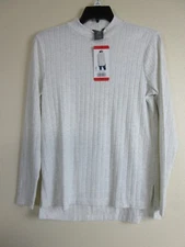 Matty M Women's Mock Neck Ribbed Tunic Top, Size M - Heather Pearl Gray (NWT)