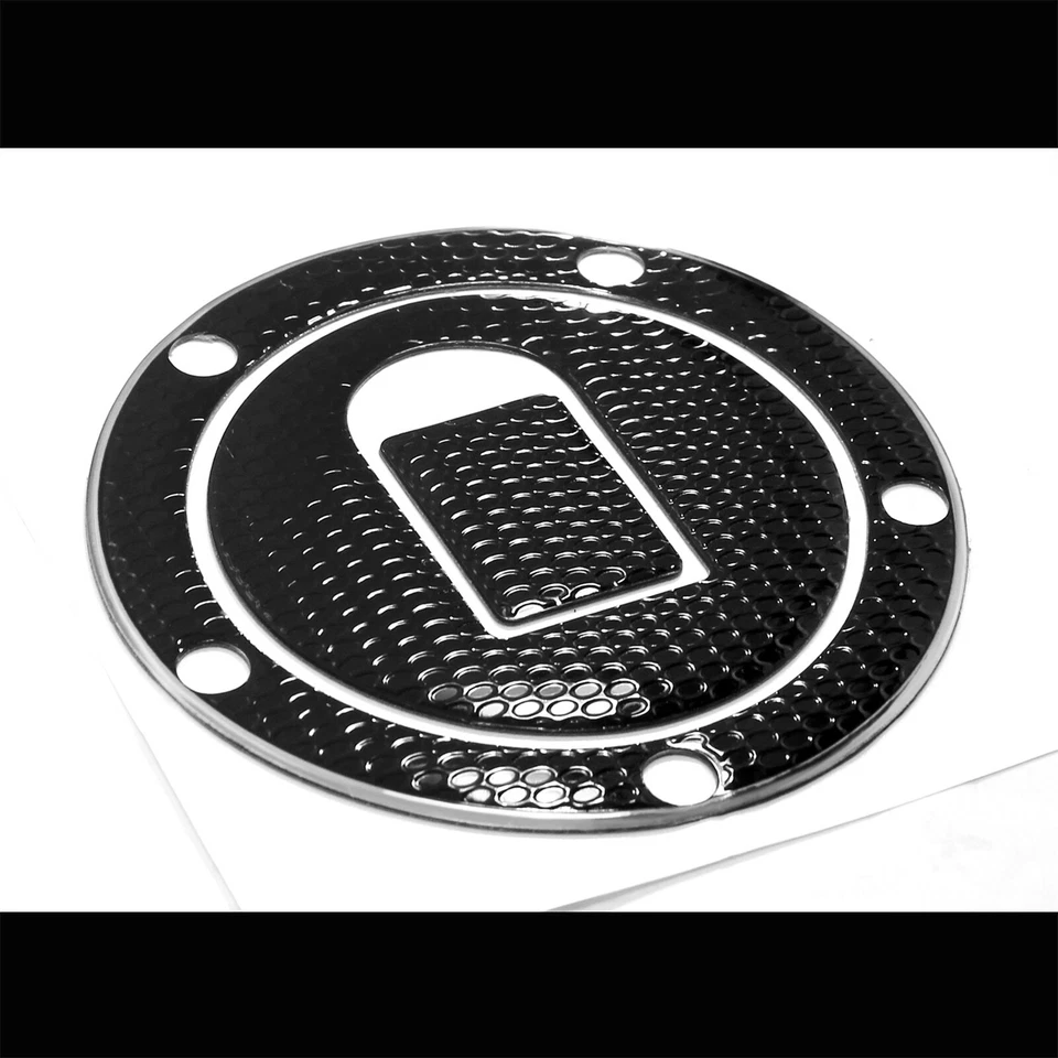 Gas Tank Fuel Cap Cover Decal Pad 04-05 Ninja ZX10R/ZX6R/ZX9 Chrome Silver+Black - Imagem 4 de 4