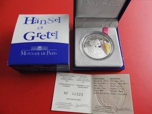 Monnaie De Paris Mint 22 gram .900 Proof Silver Colorized Coin ~ Hansel & Gretel