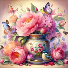 Flower Diamond Painting Kit for Adults, 5D Butterfly Diamond Art for Beginners -