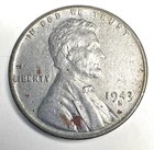 1943 S Lincoln Steel Wheat Cent Penny Doubling on the 4 and the S