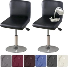 Washable Black Swivel Barstool Covers with Backs, 2 Pack
