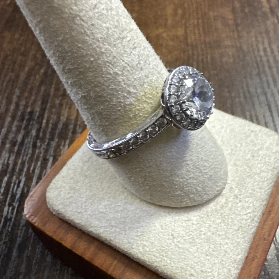 925 TACORI IV из чистого серебра размер 10 кольцо кубический цирконий сложный красивый - Изображение 3 из 4