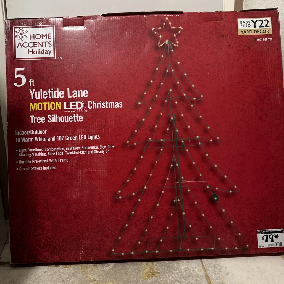 Home Accents Holiday 5ft. Yuletide Lane Motion Led Christmas Tree Silhouette New - Image 4 of 4