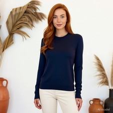Other stories Quiet Luxury Jumper Blue Silver Wool Blend Fine Knit Long S