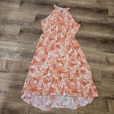 New With Tags!! Nine West Orange Patterned Midi Dress XXL
