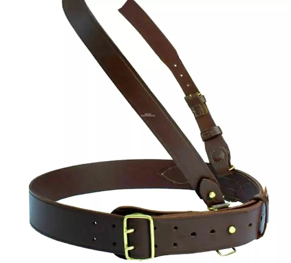 Sam Browne Belt BROWN Genuine Leather Complete British Military Cross Strap Army - Image 4 of 4