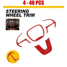 4-40X Red Steering Wheel Bezel Trim Cover w/Adhesive For 15-23 Dodge Challenger