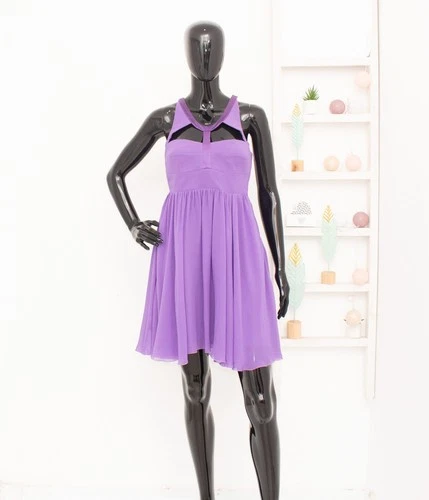 Versace for H&M Purple Silk Dress Cutout Satin Crepe Limited Edition 38 US8 UK12