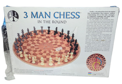 3 Man CHESS In The Round CIRCULAR BOARD Game For Three Players  NEW Torn Seal