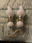 Vtg Pair Milk Glass Hobnail Wall Sconce Wall Lamps Mid Century Restore/Rewire