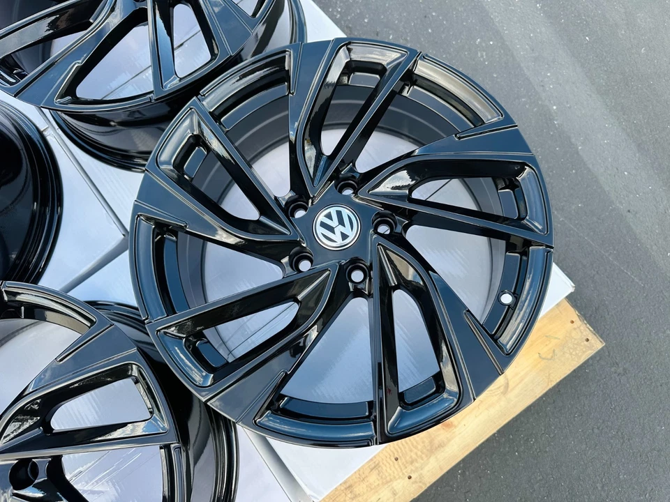 4 NEW 17" Black Rims VW 5X112 Wheels Fits: 2005-2026 Volkswagen Jetta Foto 2 de 4
