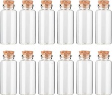 12PCS Mini Glass Bottle with Wood Cork Stoppers,30ml DIY Decoration 30 70mm