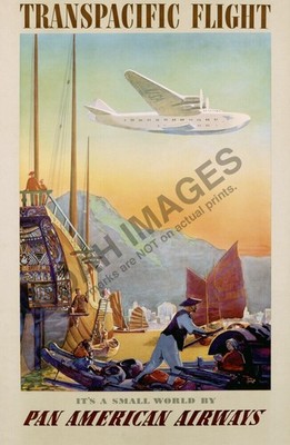Pacific Hong Kong Asia vintage travel promotion poster 16x24