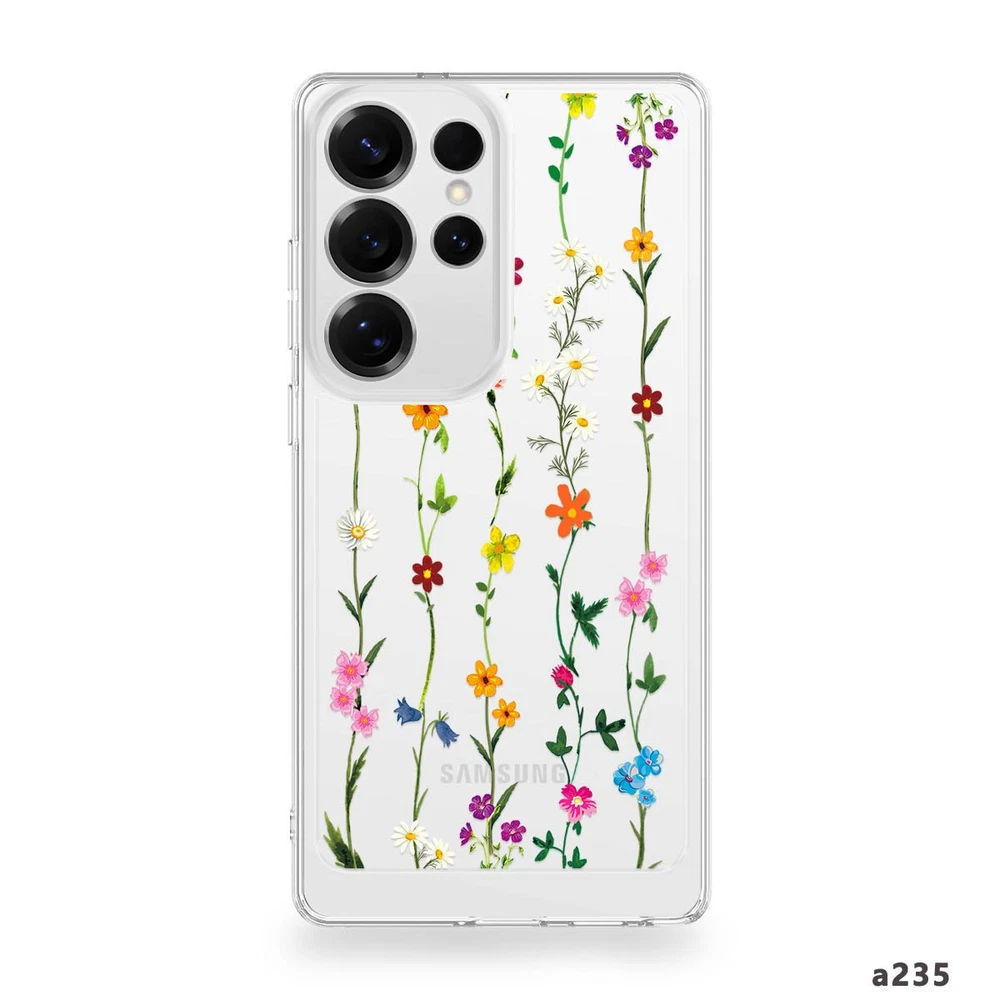 Samsung Galaxy S22 S23 S24 S25 A24 A25 Clear Floral Phone Case Cover  