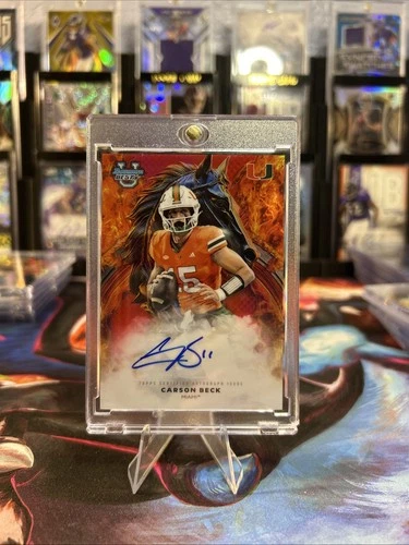 2025 Bowman U Best Carson Beck Workhorse Auto 1/5 SSP On Card #WA-CB Miami QB