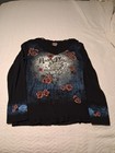 Harley Davidson Ladies Long Sleeve Shirt Large Black Roses Dealer Villa Park IL