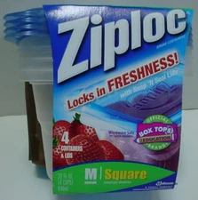 Ziploc 32 oz Square Bowls Snap N Seal Lids 4 Cup NEW