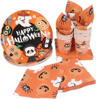 Halloween Geschirr Set 24 Pappteller 24 Becher 48 Servietten Party Deko