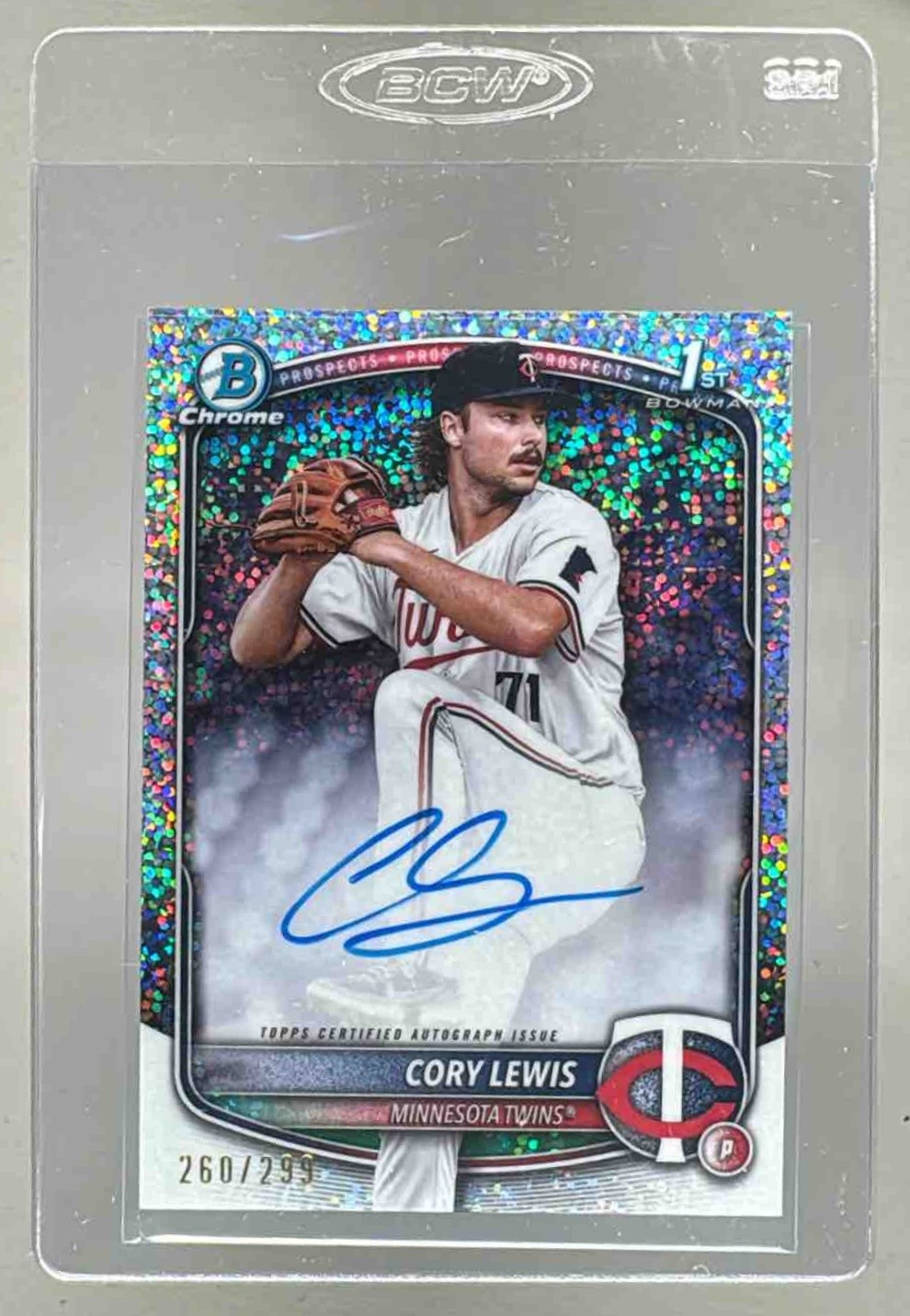 Cory Lewis 2025 Bowman #CPA-CLE Speckle Refractor Chrome Auto 1st RC 260/299