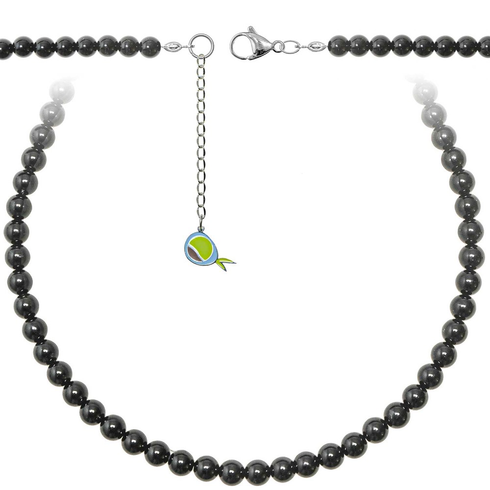 Collier tourmaline noire femme et homme perles rondes 6mm longueur 55cm lithothérapie