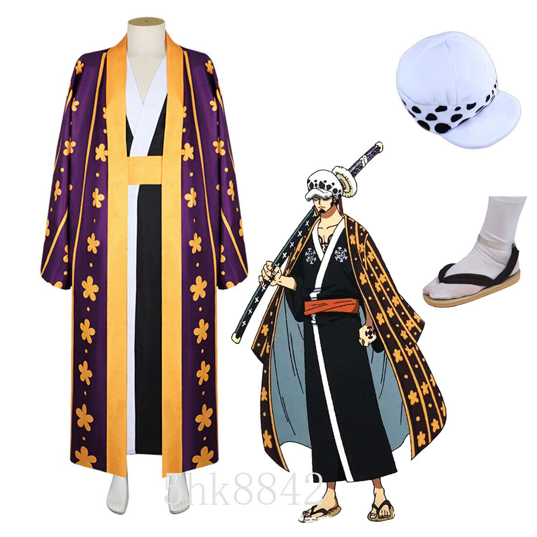 Anime One Piece Wano Country Monkey D. Luffy Fantasia Cosplay