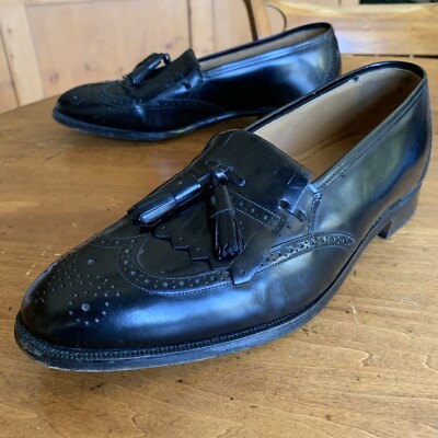 Mens Johnston Murphy Optima Black Kiltie Tassel Wingtip Loafers Size 12 D/B  USA