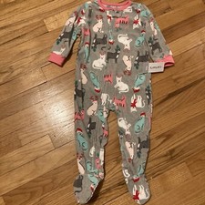 Carters Toddler Fleece Girls Cat Christmas Holiday Sleeper Pajamas 18m NWT