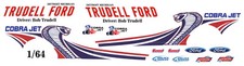 TRUDELL Ford 2013 MUSTANG COBRA JET NHRA 1/64th HO Scale Slot Car Decals