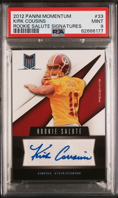 2012 Kirk Cousins #33 Momentum Rookie Salute Signatures PSA 9 # /99 Prizm Select