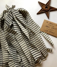 40 BLACK & CREAM Ticking Fabric Strips 1" x 22"