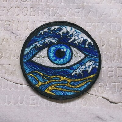Evil Eye & Great Waves Patch Iron-on Applique Vest Jacket Clothing Hat Backpack