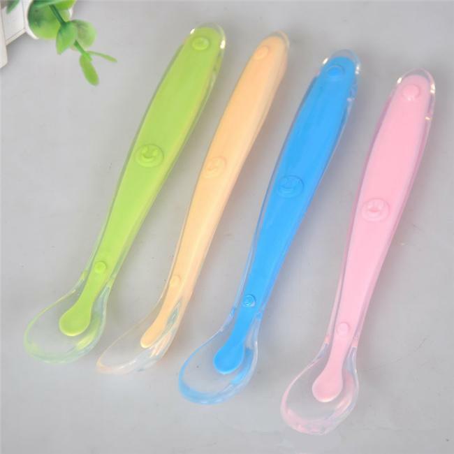 Rapid rise Baby Silicon Feeding Tableware Soft Temperature Spoon Our shop most popular Kid Safety