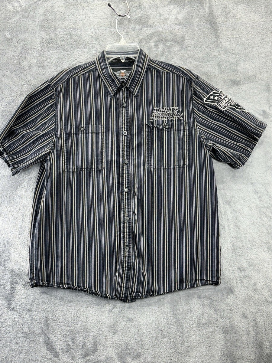 Harley Davidson Button Down Short Sleeve Striped