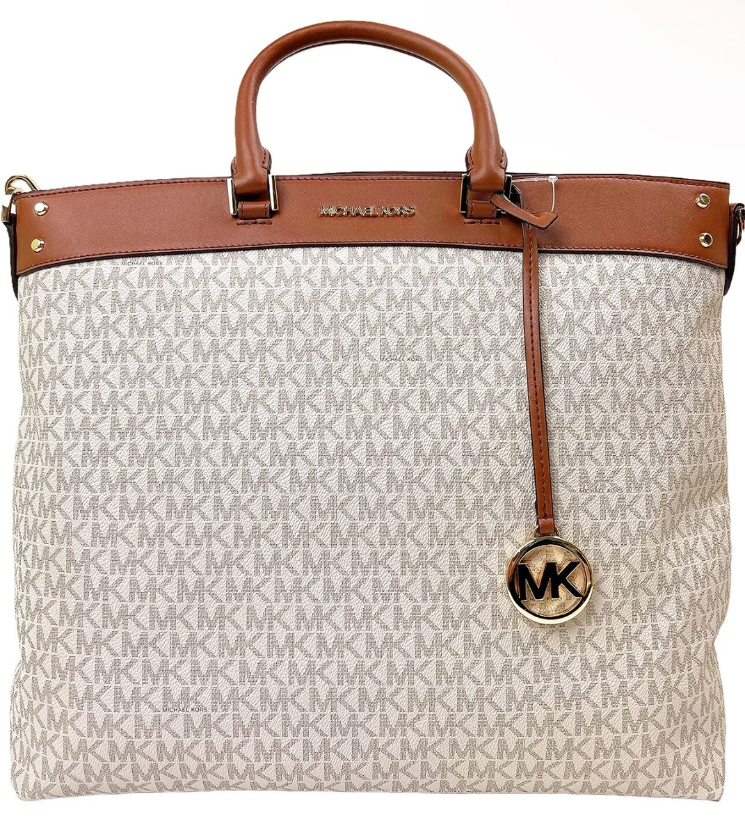 Michael Kors Jet Set North South Crossbody Bag Medium Vanilla in  PVC/Leather with Gold-tone - US