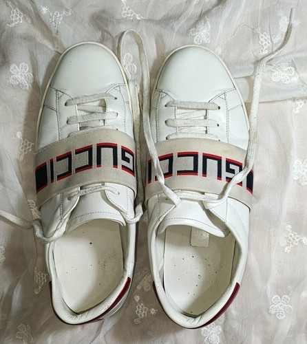 GUCCI Men's White Ace Striped Sneakers 523469 Size US 10.5 UK 10 EU 44
