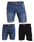 New Mens Denim Chino Shorts Supper Stretchy Skinny Slim Summer Jeans Half Pant
